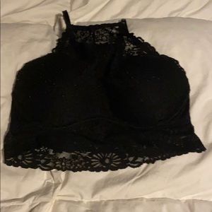 Pink, push up, lace front and back bra